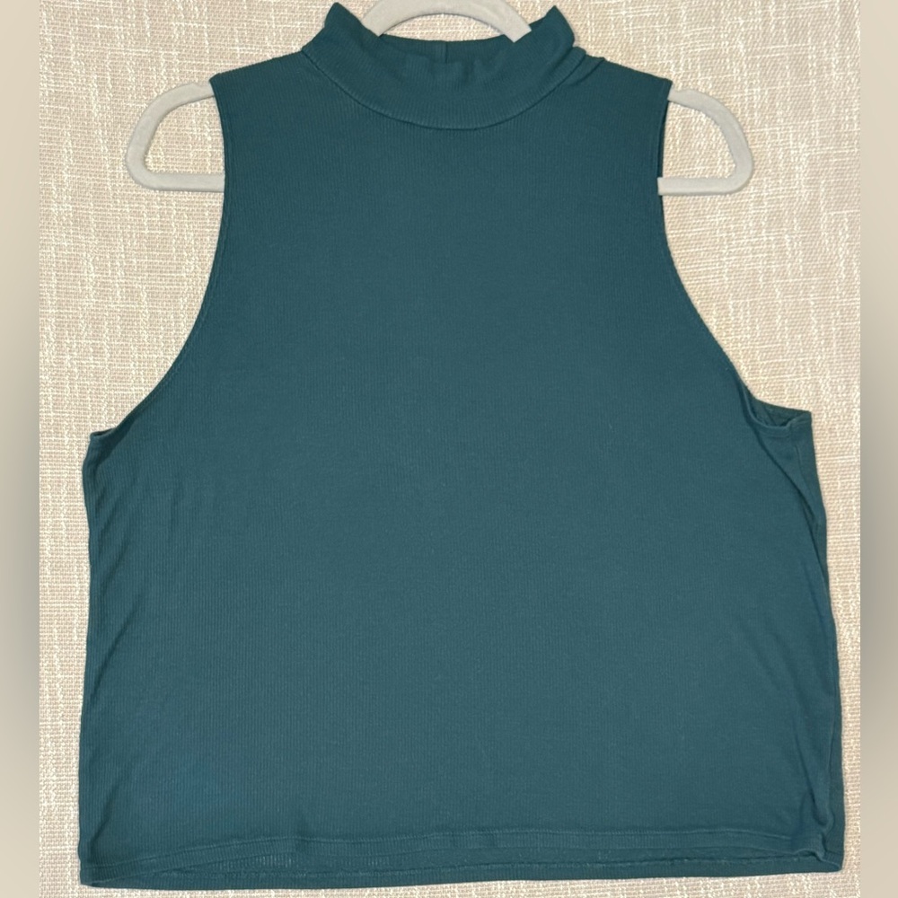 American Eagle Soft and Sexy Jade Green Rib Mock Neck Tank Top Size XL